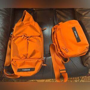 Timbuk2 Flight Crossbody sling and Flight Crossbody satchel, Orange Belt Bags